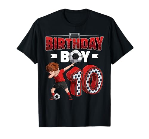 dabbing boy 10 anos de idade Soccer Player 10th birthday party t-shirt, Preto