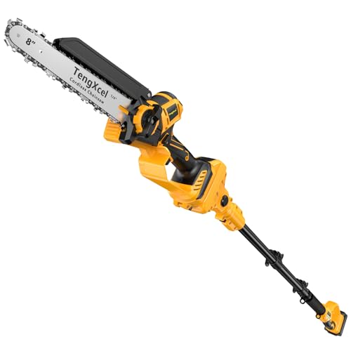 2 IN 1 Cordless Pole Saw and 8 Inch Chainsaw for Dewalt 20V Battery Electric Pole Saw for Tree Trimming Pruning Low-Kickback Auto Oiling 15 Ft Max Reach(Battery Not Included)