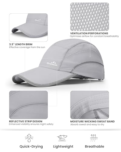 Image of GXCROR Quick-Dry Running Hat for Men & Women - UPF 50+ Breathable Mesh, Reflective Sports Cap for Outdoor, Hiking