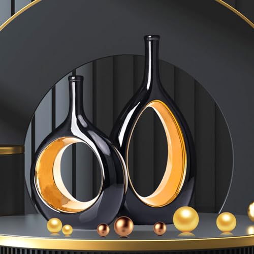 Vasos modernos para decoração, vasos decorativos para casa para flores, vaso de ouro preto para deco