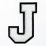 Letter J - Chenille Stitch Varsity Iron-On Patch by pc, 4-1/2