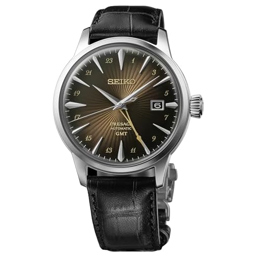Seiko Relógio masculino SSK039 Presage Rusty Nail Cocktail GMT mostrador marrom pulseira de couro, Marrom, Moderno, retrô