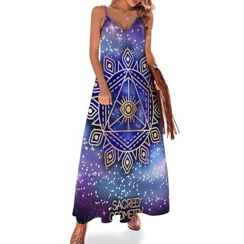 Robe maxi col V décontracté sans manches pour femme adepte de mode d'été