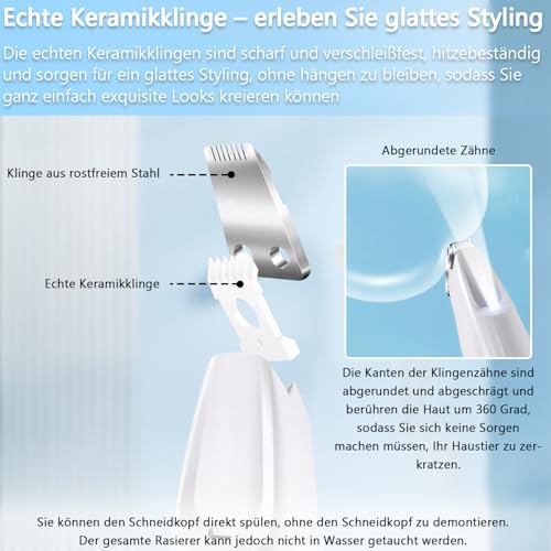 Mucek Leise Hundeschermaschine, Pfotentrimmer für Hunde mit LED-Licht, Hundepfoten Trimmer Wiederaufladbarer, Pfoten Rasierer für Hunde und Katze Dickes, Lockiges und Langes Tierhaare