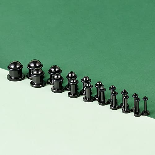TBOSEN 18PCS Surgical Stainless Steel Stretching Kit Plugs Expander Single Flat Top Body Piercing Jewelry Set 14G-00G4