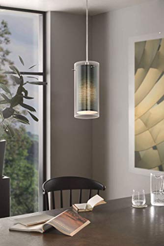 Eglo Suspension PINTO TEXTILE gris clair H: 110 Ø: 12cm dimmable