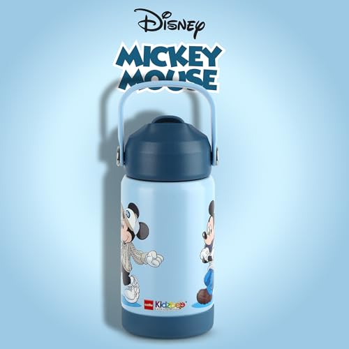Image of CELLO Kidzbee Gen Alpha Stainless Steel Kids Flask Water Bottle 370ml | 3D Mickey Mouse Touch & Feel Design Leakproof Lightweight Easy to Carry Hot and Cold Kids Flask Water Bottle For School & Travel