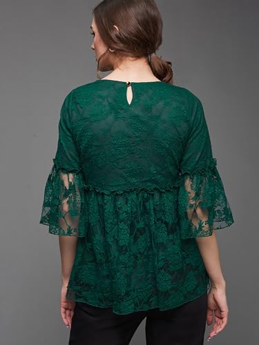 Image of Miss Chase Women's Relaxed Fit Regular Lace Top