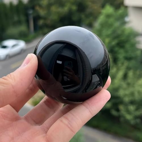 Beautiful Black Obsidian Sphere Crystal Ball Stone Carving Craft for Divination Home Decor (Color : Approx 5cm, Size 3pcs)