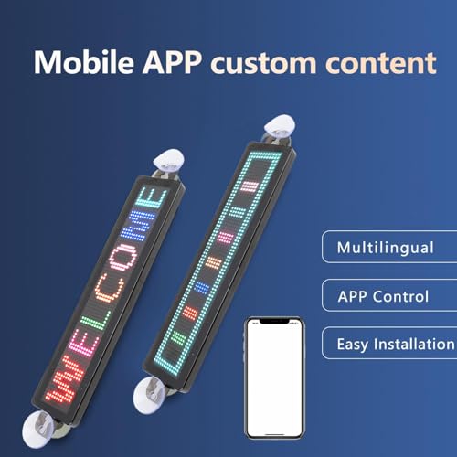 Sinal de led programável, painel de matriz de led de 12x72 pixels, controle por aplicativo bluetooth