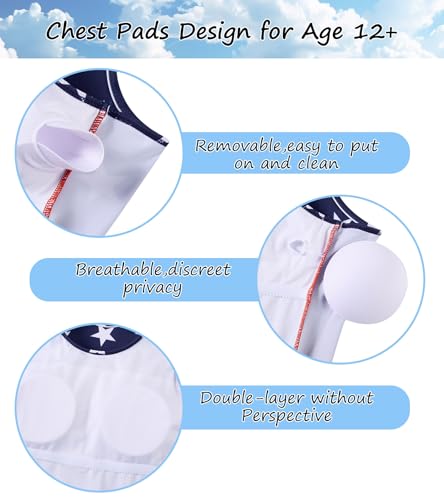 Image of Belovecol Girls Swimsuits Two Piece Tankini Bathing Suits Boyshort Summer Beach Swimwear 4-16Y Removable Bra Pads Above 12Y