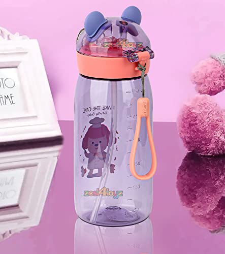 Image of Zest 4 Toyz Water Bottle for Kids Cute Cartoon Sipper Bottle for Kids Water Bottle Anti-Leak BPA Free (550 ML) Teddy Shape (Purple)