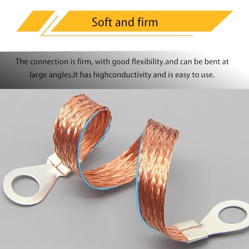 Tesnaao Pack-5 Automotive Engine Grounding Strap, Flexible Tensile-Resistant Copper Braided Distribution Box Bridge Jumper, Car Multi-Purpose Heavy-Duty Accessories, Universal for Most Cars (Gold)