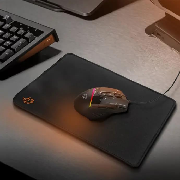 Porodo gaming mouse on a mouse pad with RGB lighting