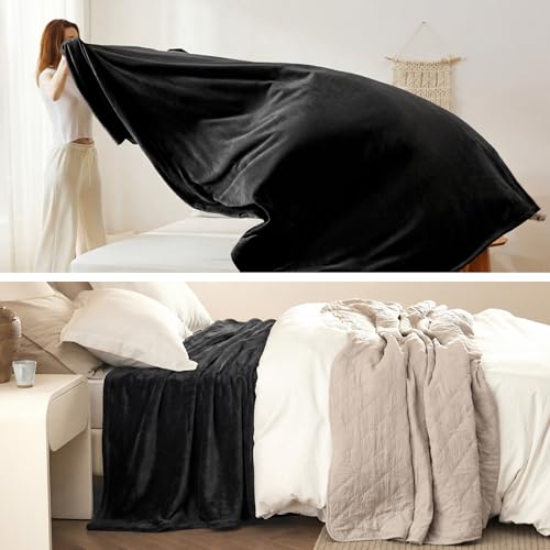 Image of Bedsure GentleSoft Fleece Blankets King Size Black - Bed Blanket Soft Lightweight Plush Cozy Fuzzy Luxury Microfiber, 108x90 inches
