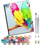 CAOGUANYU Peinture par Numéros pour Adultes -Perroquet rose et bleu de dessin animé -16x20 Pouces avec des pinceaux et de pigment Wall Art Decor，sans cadre