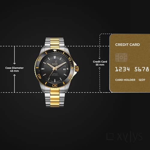 Image of Xylys Xiphias Automatic Analog with Date Black Dial Two Toned Stainless Steel Strap Watch for Men -40063BM01E