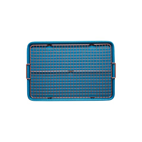Casaware 3Pc Ultimate Commercial Weight 15 X 10 X 1-Inch Cookie Sheet/Cooling Grid/Silicone Mat Bakeware Set (Blue Granite) #TOP6