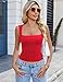 Avidlove Crop Tops for Women Sexy Square Neck Red Tank Top Undershirt Soft Comfortable Summer