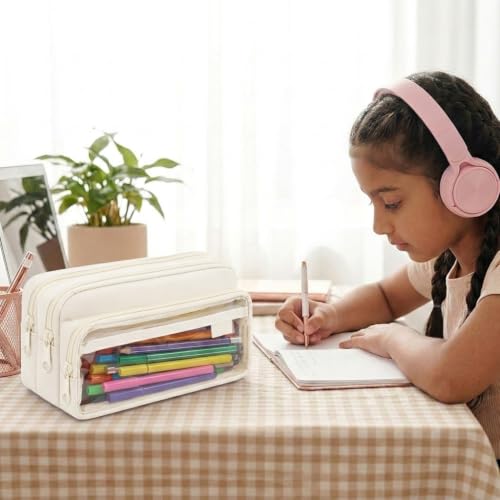 Image of Zibuyu Large Capacity Pencil case with 4 compartments Pencil Pouch for Girl