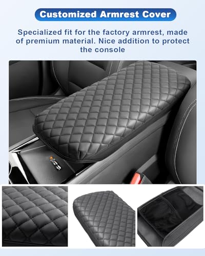 Image of CDEFG for 2024 2025 2026 Chevy Blazer EV Center Console Cover for 2024 2025 2026 Chevrolet Blazer EV LT /RS Accessories Armrest Cover Middle Console Pad Arm Rest Cushion (Black Thick)