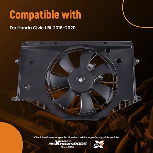 Image of maXpeedingrods Radiator Cooling Fan Assembly for Honda Civic 1.5L 2016-2020 Replace 190305AAA01 624610 HO3115173