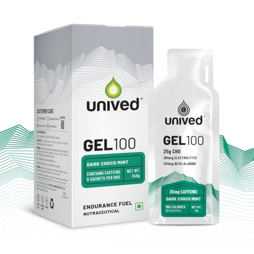 Image of Unived Gel, Nutrition Energy Gel for Endurance Athletes, Runners, Cyclists, Triathletes, Ultramarathon Runners, Vegan, Pack of 6 (Dark Chocolate Mint)
