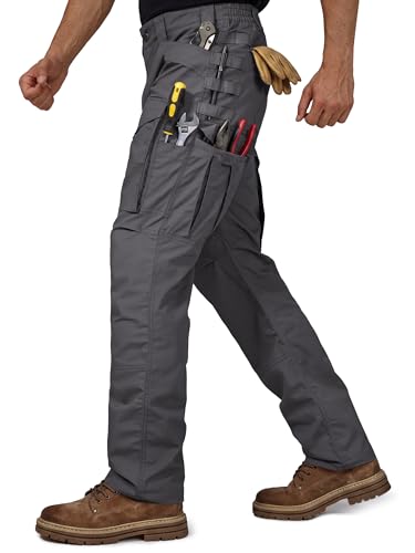 FREE SOLDIER Men's Cargo Pants,Tactical Pants for Men Stretch,Durable Ripstop EDC Work Pants for Hiking (Gray 40Wx32L)