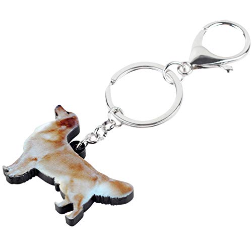 WEVENI Acrylic Golden Retriever Dog Keychain Keyring Charms Cute Jewelry For Women Girl3