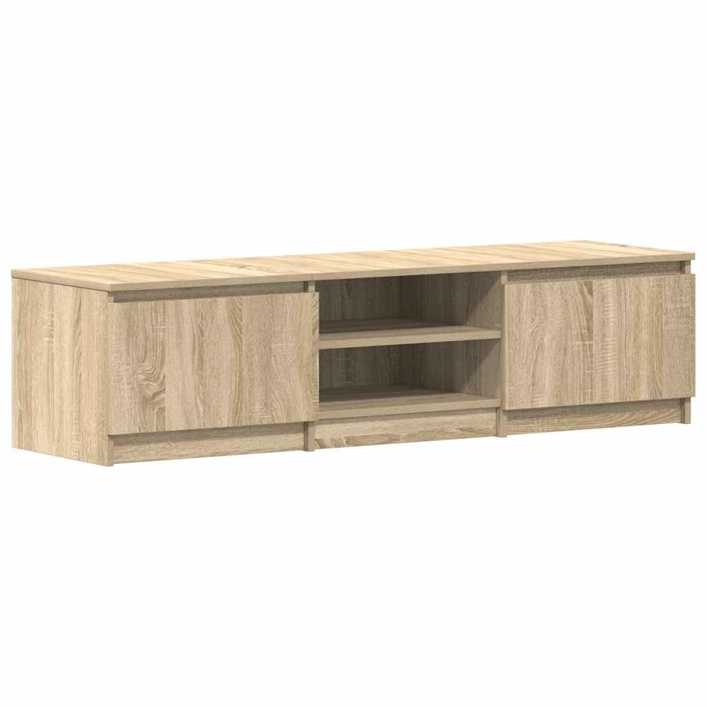Générique TV-Möbel Eiche Sonoma, 140 x 40 x 35,5 cm, Holz | 2 Türen, 2 offene Fächer, einfach zu montieren, Reinigung mit feuchtem Tuch