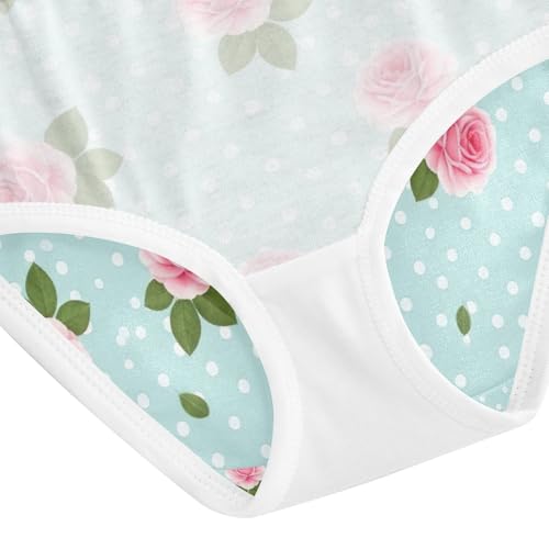 Toddler Panties, Pink Roses Blue Girls Cotton Underwear, 2–8 Years4