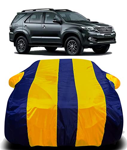 Image of Waterproof Car Cover with Ultra Surface Body Protection (Yellow Stripes) (Toyota Fortuner Old)