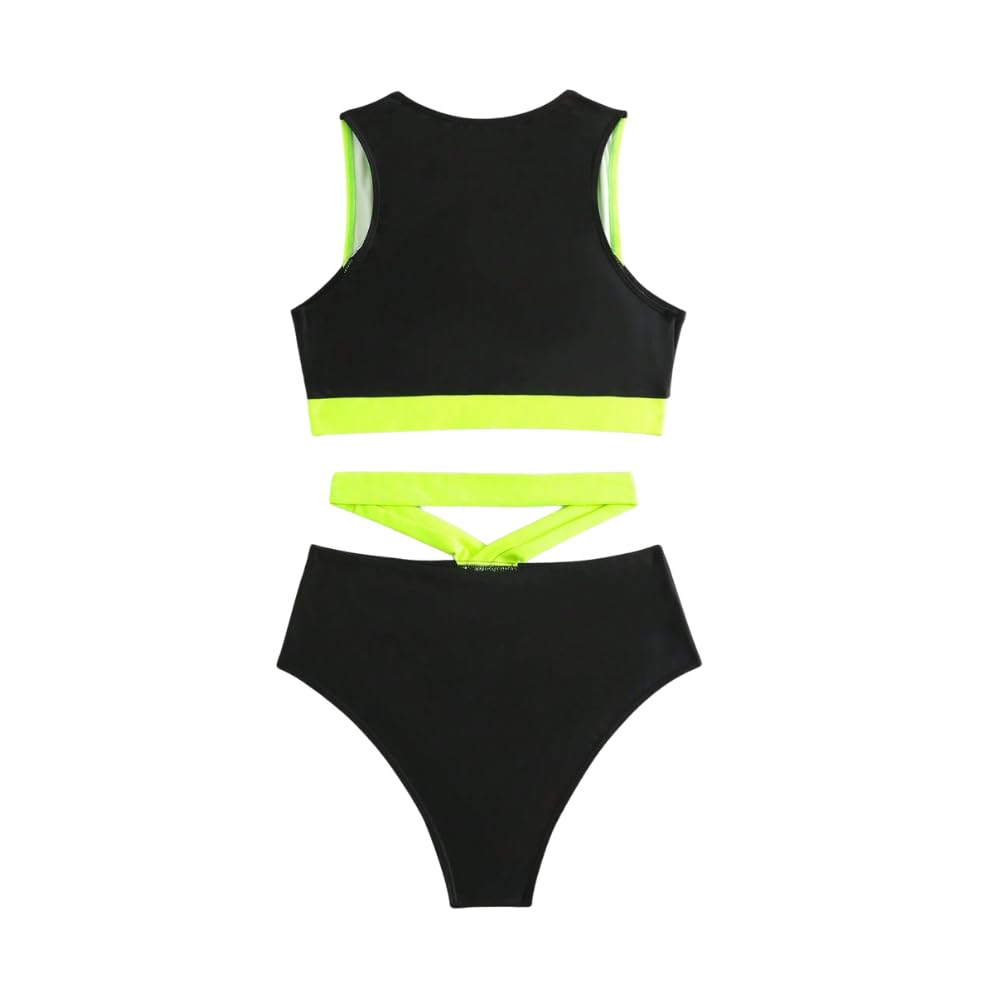 Set di abbigliamento per Pole Dance/Pole Exotic/Pole Sport - Sportivo con Nero e Neon