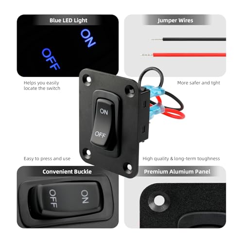 Image of Rocker Switch Panel, 1 Gang Toggle Switch Panel 12V, Wateroproof 5Pins Boat On-Off Switch, Automotive Replacement Toggle Switches, Marine Light Switch for Marine Boats ATVs Trailers 1PCS