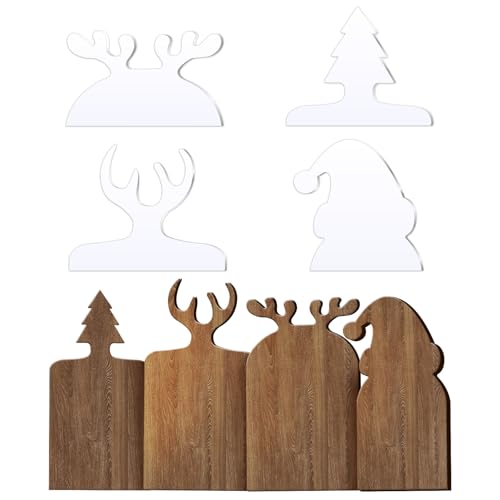 Router Template, 4pcs Charcuterie Acrylic Board Templates,5mm Christmas Clear Cut Board DIY Woodworking Handle Templates, Angled Curvy Tracing Stencils Guide Tools for Kitchen.