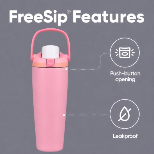 Image of HomeCloud 900ML Stainless Steel Water Bottle - Double-Wall Vacuum Insulated, Leakproof Straw Lid, BPA-Free Reusable Travel Flask with Two-Way Spout for Gym, Office & Outdoor Use (B Pink)