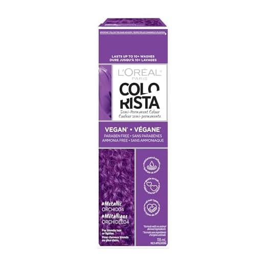 L'Oreal Paris Colorista Metallic Semi Permanent Hair Color for Bleached or Blonde Hair, Color Depositing Hair Mask Formula, Metallic Orchid Purple