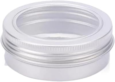 WINKFORYOU. 50pcs 25ml 60ml 100ml Aluminum Jars with Clear Window Empty Cosmetic Metal Aluminum Tin Containers Sample Packaging Cans Box (Color : 25ml 45x18mm)