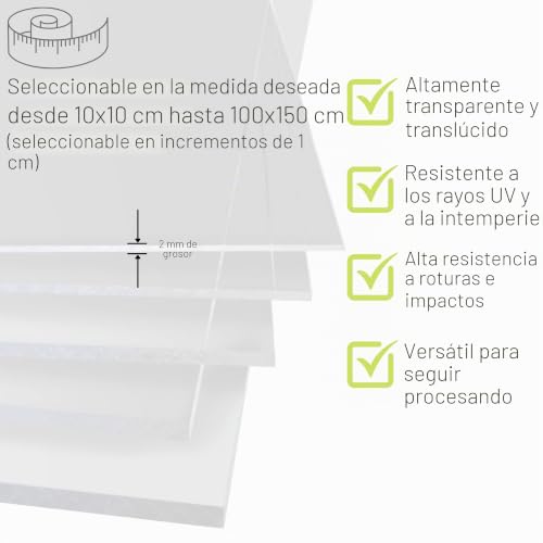 Miniatura 2 de Framo Placa De Cristal Acrílico De 60 X 40 Cm, Corte A Medida, Placa De Cristal Acrílico Transparente De 2 Mm De Grosor, Resistente A La Rotura, Resistente A Los Rayos Uv En El Tamaño Deseado, Lámina