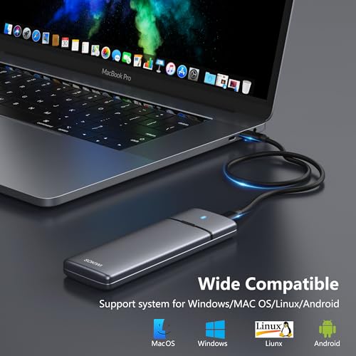 Image of MOKiN M.2 NVME SATA SSD Enclosure Adapter Tool-Free, RTL9210B Chips, USB C 3.1 Gen 2 10Gbps NVME, 6Gbps SATA PCIe M-Key(B+M Key), Support UASP Trim for SSD Size 2230 /2242 /2260 /2280