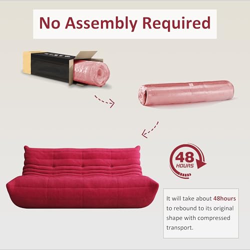 Image of 3-Seater Giant Bean Bag Chair for Adults - Cozy Large Fireside Accent Chair with Memory Foam,Comfy Lazy Oversized Floor Sofa Couch Boneless Chaise Lounge for Living Room Bedroom Gaming Room(Burgundy)