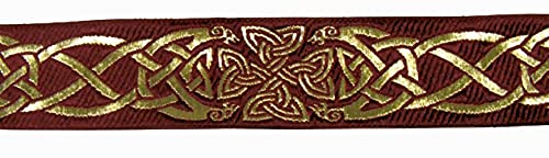10m Keltische Borte Webband 35mm breit Farbe: Bordeaux-Gold von 1A-Kurzwaren 35030-bogo Cover
