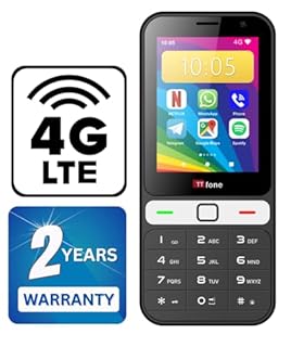 TTfone TT280 – Telefono a Barrette 4G Dual SIM semplice con Android, Touch Screen da 2,8", Tastiera, Fotocamera 2MP, USB-C – Mobile sbloccato facile da usare (con caricatore di corrente)