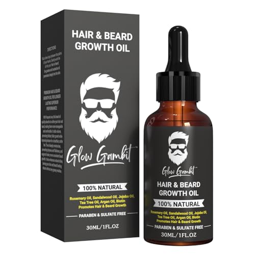 Sandalwood Rosemary Natural Beard Oil for Men, 2-In-1 Beard Softener with Biotin, Jojoba Oil, Almond Oil Castor Oil With 11 Natural Beard Oils, for Scalp, Hair & Beard -1oz.