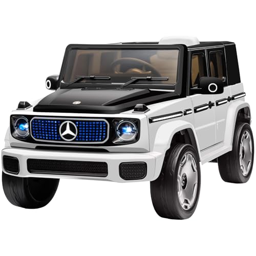 Forever Source Kids Ride On Car, Licensed Mercedes-Benz Concept EQG Electric Car for Kids, 12V Ride on Truck Toy w/Remote Control, LED Light, 3 Speeds, Music, Aged 3-5 Years, White