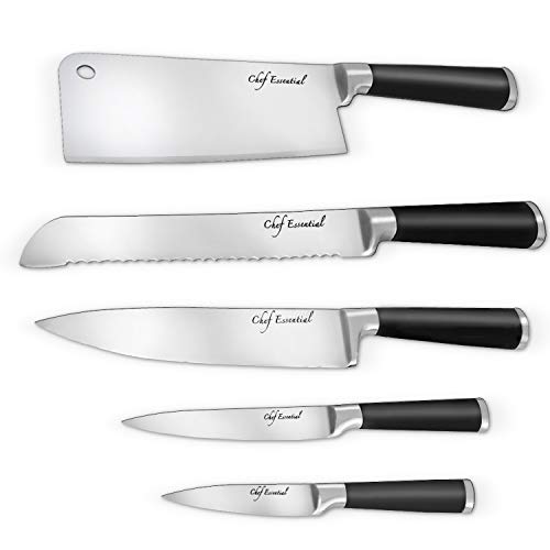 Knife Set with Rotating Block, Best Gift Set, Stain Resistant Stainless Steel, Includes Cleaver, Chef, Paring, Bread, Slicing & Utility Knives, Shears & Sharpening Rod, Comfortable Grip Handles, 8 Pc - Thumbnail 2