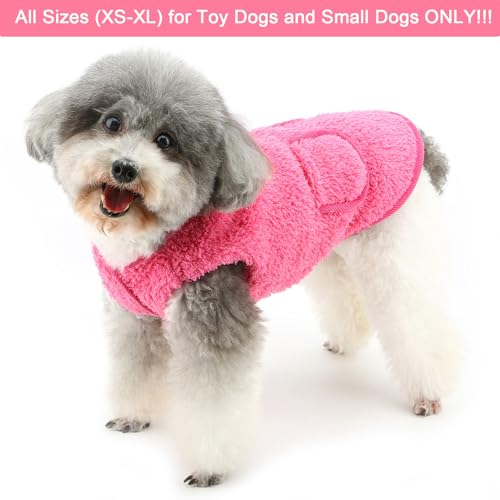 Zunea Hundepullover für Kleine Hunde Fleecepullover Mantel Winter Warm Welpenpullover mit D-Ring Weiche Flauschige Weste Jacken Kaltes Wetter Herbstkleidung Rosa XS