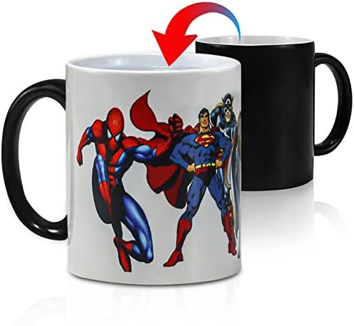 GOUTOOL Color Changing Mug,Best Father's Day Gifts - Cool Superhero Heat Sensitive Magic Mug 11 oz Ceramic Coffee Chocolate Cup Funny Xmas Birthday Gift For Kids Father (Superhero)