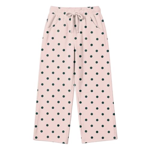 XINGJIAARTS Polka Dot Sweatpants Women Baggy Barrel Wide Leg Y2K Pants High Waisted Drawstring Lounge Track Travel Joggers Pink X-Small - image 4