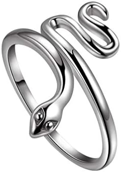 Jewmon Adjustable Snake Ring Sterling Silver Serpent Open Rings Snake Necklace Punk Snake Stud Earrings for Women Girls Men Animal Jewelry Gift for Mom Daughter Sisters Friends Birthday